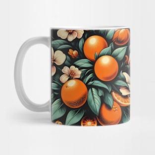 Orange Floral Illustration Mug